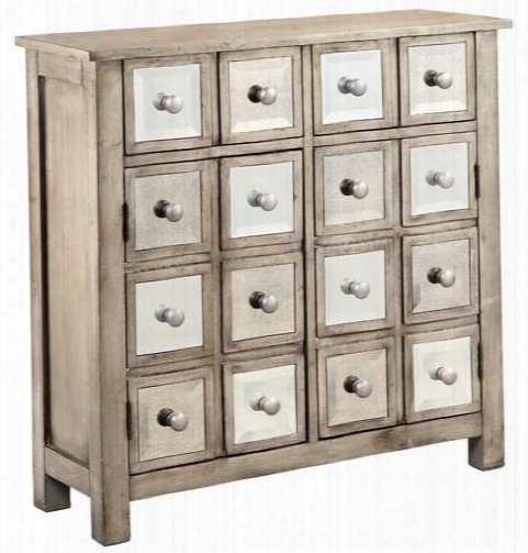 Estrada 13505 38" 2-door Cabinet With Wire Management Apothecary-style Drawer Fronts With A Mixture Of Beveled Antique And Plain Mirror In Honey Wheat