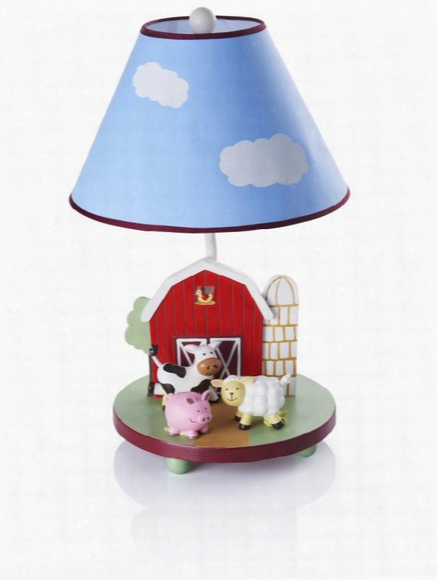 Farm Friends G86770 19" Table Lamp With On And Off Switch Hand Painted And Farm Themed In Multi