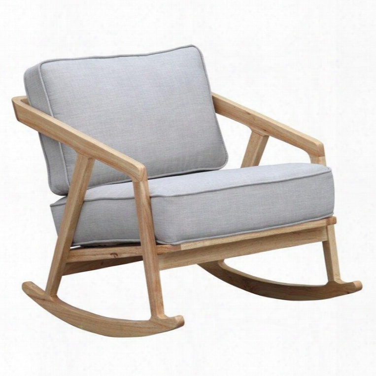 Fmi10100-gray 28" Solo Rocker Chair With Wool Fabric Solid Oak Framing And Comfortably Angled Arms In