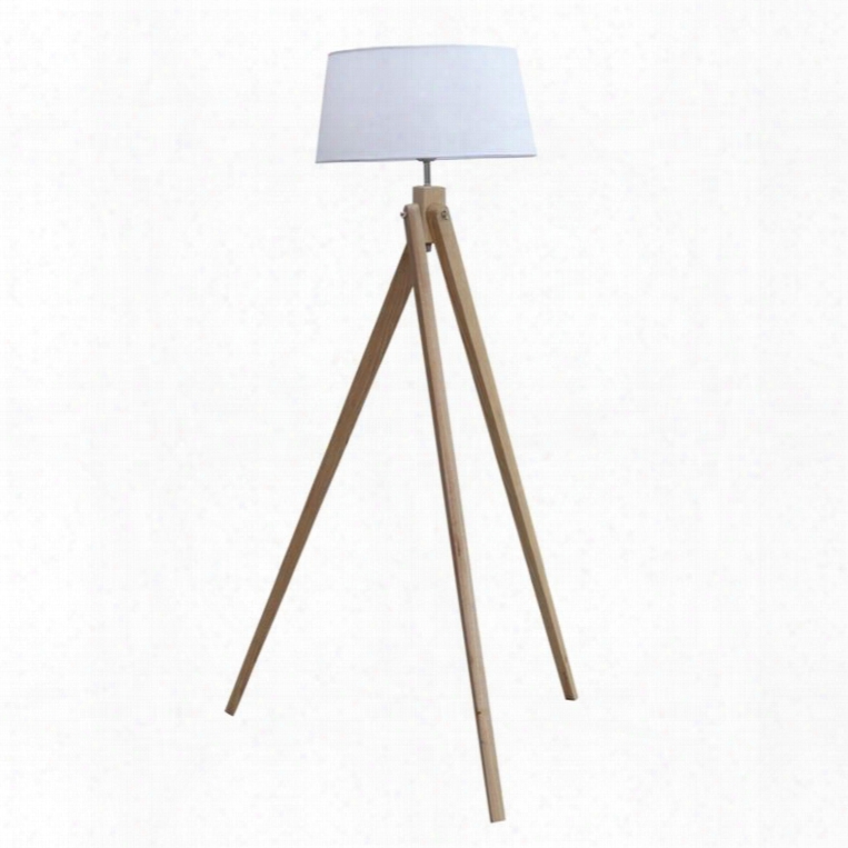 Fmi1019-natural Zone Floor Lamp With 3 Wood Legs And Polypropylene Lamp Shade In Natral