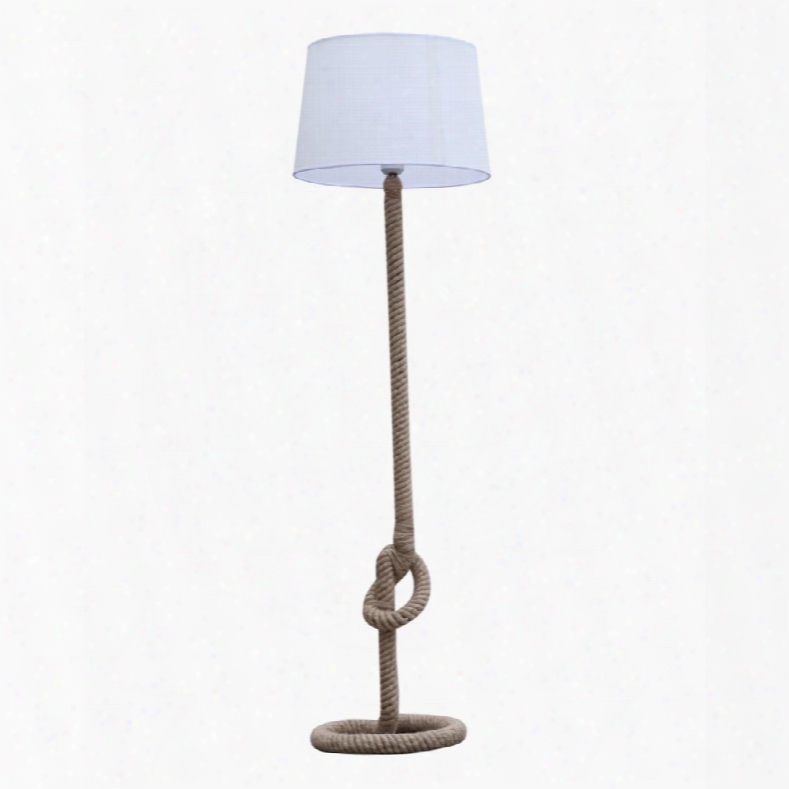 Fmi1023-natural 51" Rope Floor Lamp With Polypropylene Lamp Shade Round Twist At The Base And Mid-century Inspired Design In Natural