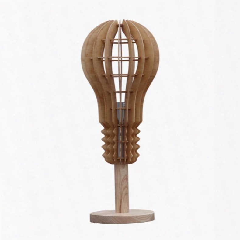 Fmi1024-natura 23" Socket Table Lamp Wth Unique Design Wood Base And Wood Lamp Shade In Natural