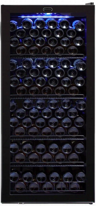 Fwc-1201bb 24" Freestanding Wine Cabinet Refrigerator With 124 Bottle Capacity Eco-friendly Refrigerant Auto Defrost 4 Removable Flat Slide Out Shelves Led