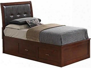 G1200btsb 79" Twin Storage Bed With Padded Headboard Dovetailed Drawers And Molding Detail In
