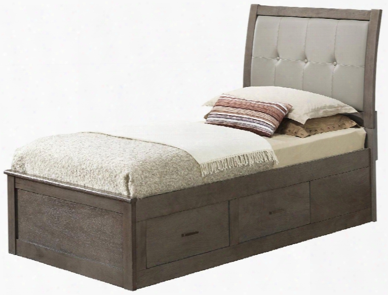 G1205btsb Twin Storage Bed With Padded Headboard Dovetailed Drawers And Distressed Detailing In