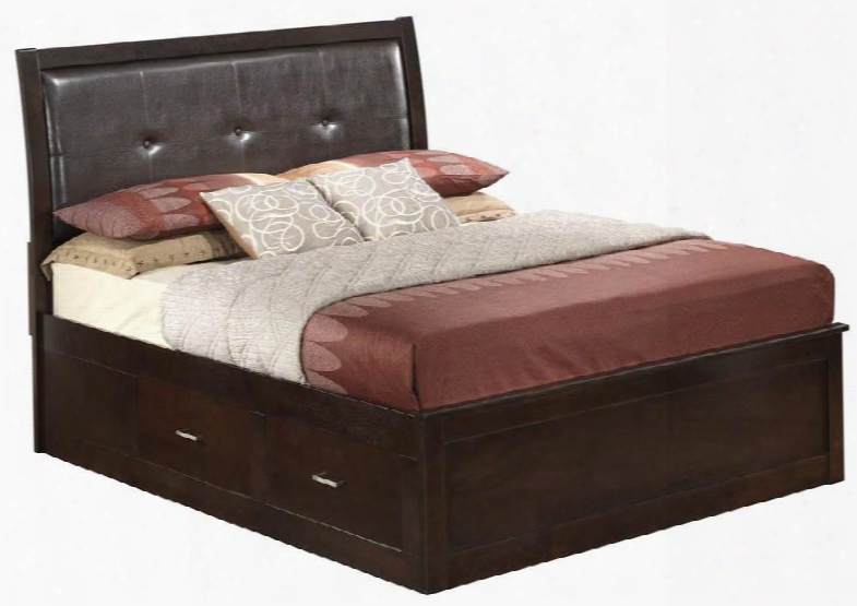 G1225bqsb Queen Size Storage Bed With Distressed Detailing Dovetailed Drawer And Tufted Detailing In