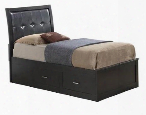 G1250btsb Twin Size Storage Bed With 4 Deep Dovetailed Drawers Molding Detail And Decorative Hardware In