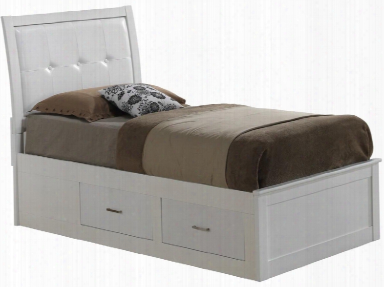 G1275btsb Twin Size Bed With 4 Deep Dovetailedd Drawers Painted Wood Veneer S Padded Headboard In