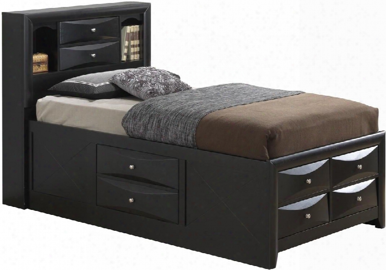 G1500g-tsb3 Twin Size Bed With 8 Dovetailed Drawer Beveled Edge And Wood Veneers In