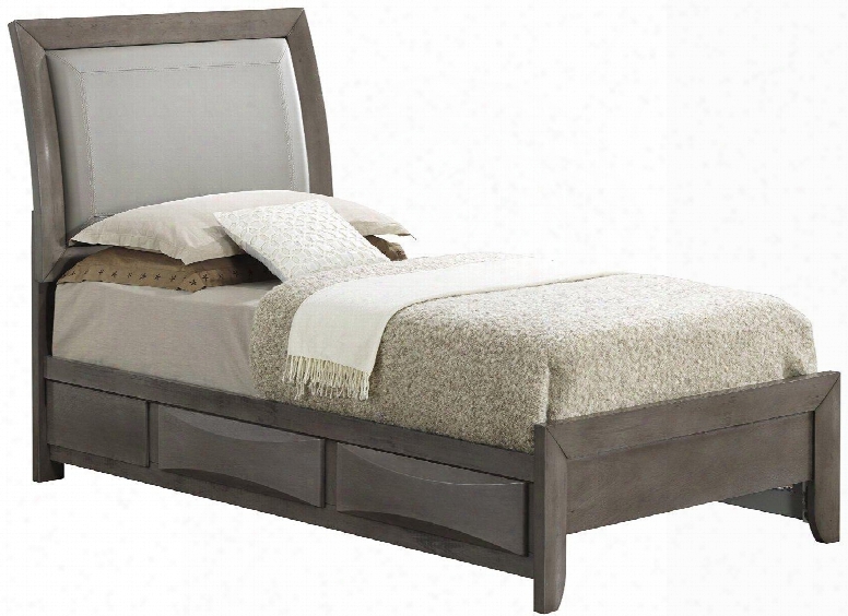 G1505d-tsb2 Twin Size Bed With Dovetailed Drawer Beveled Edge Tapered Legs In