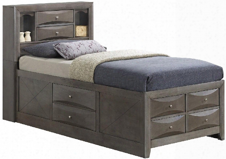 G1505gtsb3 Twin Size Bed With 6 Dovetailed Drawers Beveled Edge Distressed Detailing In