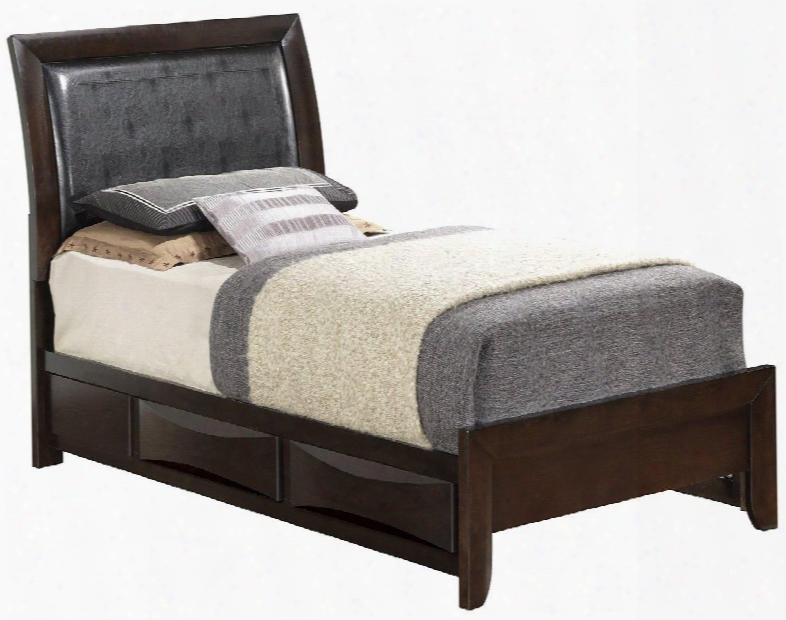 G1525ddtsb2 Twin Size Bed With Wood Veneers Dovetailed Drawer Beveled Edge And Tapered Legs In