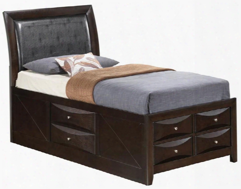 G1525itsb4 Twin Size Bed With Dovetailed Drawer Beveled Edge Simple Pulls In