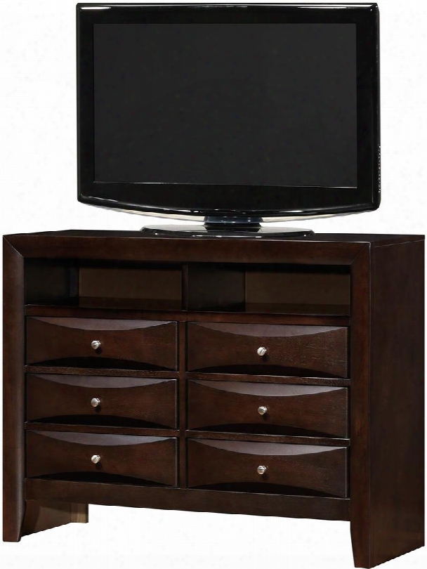 G1525tv2 47" Media Chest With Dogetailed Drawer Beveled Edge Simple Pulls In