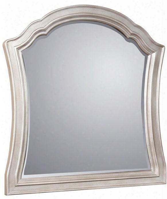 Glamour 8688430 37" X 39" Landscape Mirror With Beveled Edge Wooden Supports Cherry Veneers And Hardwood Solids Construction In Silver