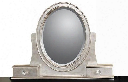 Glamour 8688432 36" Vanity Mirror With 2 Hinged-lid Compartments Beveled Edge Cherry Veneers And Hardwood Solids Construction In Silver
