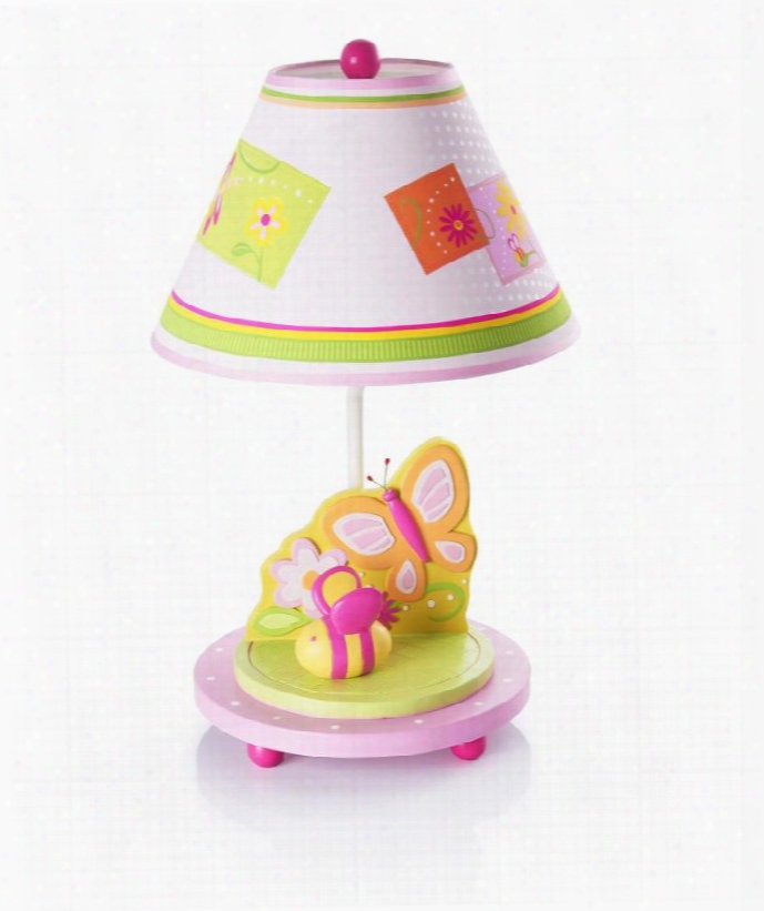 Gleeful Bugs G88107 19" Table Top Lamp With Flower Design Hand  Painted And Resin Base In Multi
