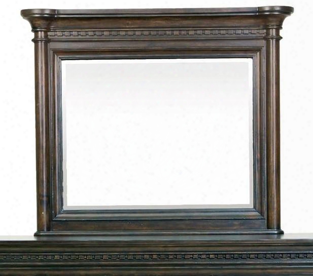 Grand Manor 8920030 48.5" X 40" Landscape Mirror With Beveled Edge Rounded Corners Half Roundedend Posts Acacia Veneers On Hardwood Solids Construction In
