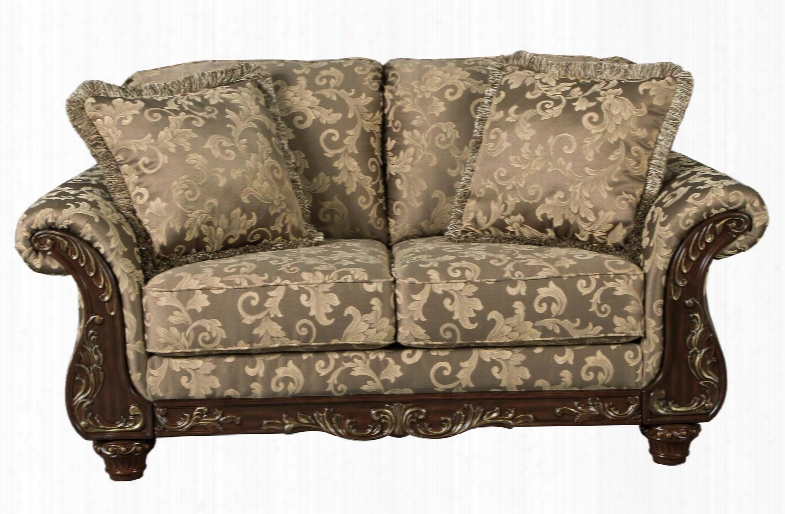 Irwindale Collection 8840435 68" Loveseat With Fabric Upholstery Carved Detailing Rolled Arms And Traditional Style In