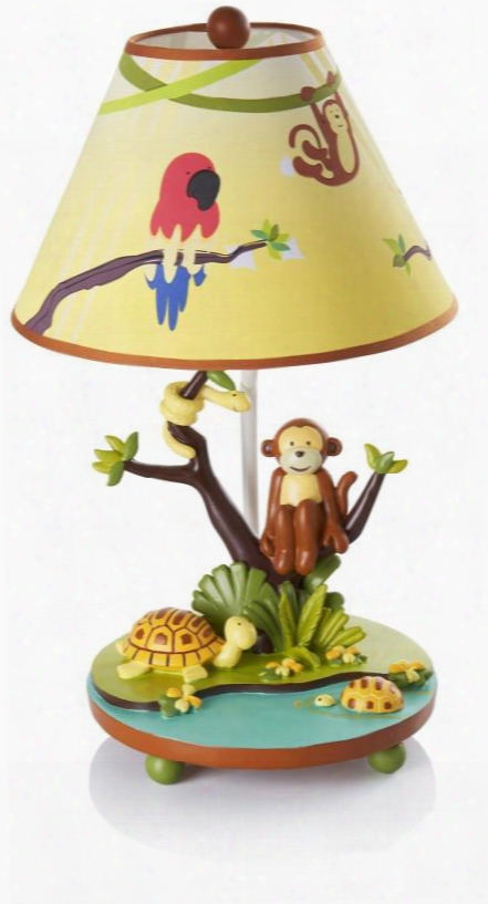 Jungle Party G86907 19" Table Lamp With On And Off Switch Hand Painted And Jungle Themed In Multi