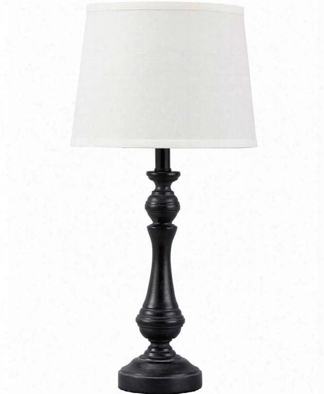 Kian L857564 25" Tall Poly Table Lamp With Turned Base Molding Details And On-off Beat In Black And