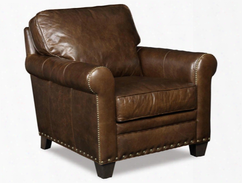 Kingston Series Ss167-01-088 35" Traditional-style Living Room Eden Stationary Chair With Nail Head Accents Rolled Arms And Leather Upholstery In Dark