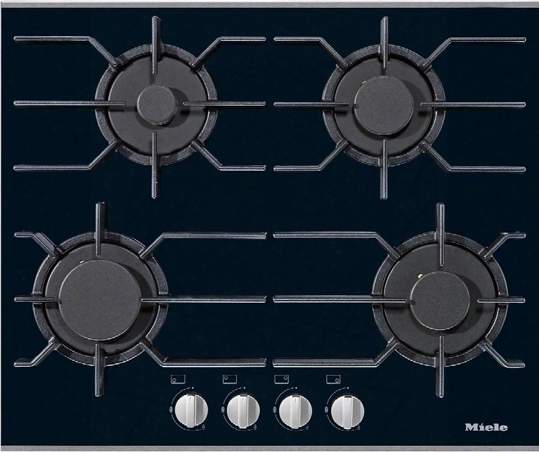 Km3010lp 24" Gas Cooktop With 4 Sealed Burners Comfortclean Dishwasher Safe Grates Gasstop Restart And Black Glass With Stainless Steel Trim And Liquid