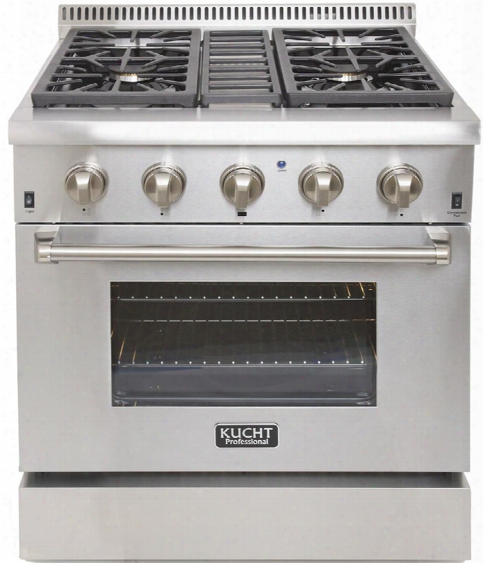 Krd306flp 30" Professional Liquid Propane Dual Fuel Range With 4 Sealed Burners 4.2 Cu. Ft. Oven Capacity 4" Stainless Steel Backsplash Convection And 2