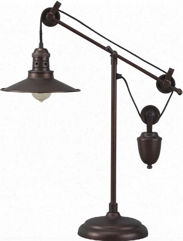 Kylen L734152 30" Tall Metal Desk Lamp Attending Adjustable Arm And Shade On-off Switch And Oil Rubbed Finish In