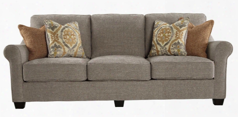 Leola 5360138 95" Fabric Sofa With Rolled Arms Pillows Included And Erversible Ultraplush Cushions In