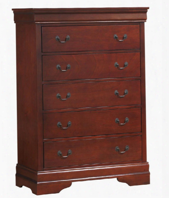 Louis Philippe 200435r 36.25" 5-drawer Chest With Antique Brass Metal Handles Dovetailed Drawers And Kenlin Drawer Glides In Cherry