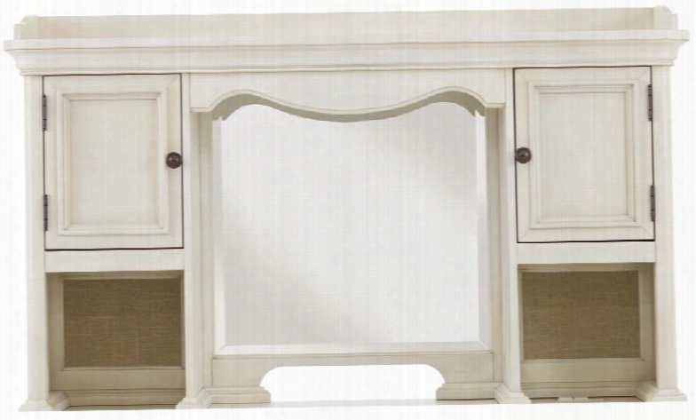 Madison 8890413 58" Hutch With 2 Doors Center Beveled Edge Mirror 2 Open Cubbies Selected Veneers And Hardwood Solids In White