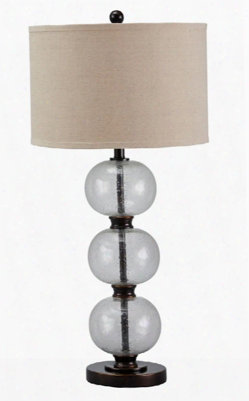 Maleko L430314 34" Tall Table Lamp With Glass Orbs Bronze Finished Metal Support And 3-way