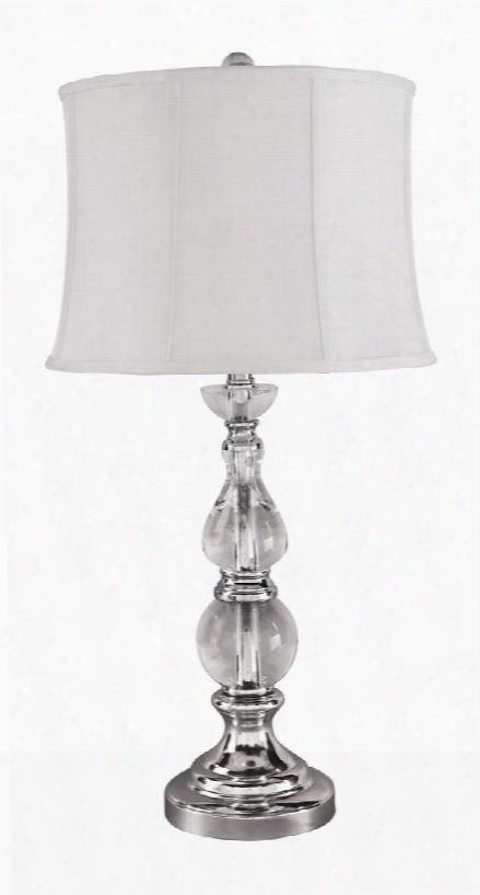 Marcelo L428034 31" Crystal Table Lamp With Softback Bell Shade 3-way Switch And Traditional Style In Clear And