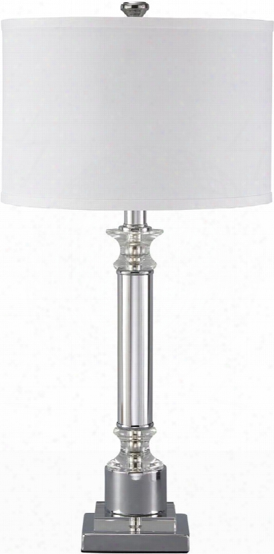 Marlon L428044 31" Tall Metal Table Lamp With Modified Drum Shade 3-way Switch And Crystal Accents In