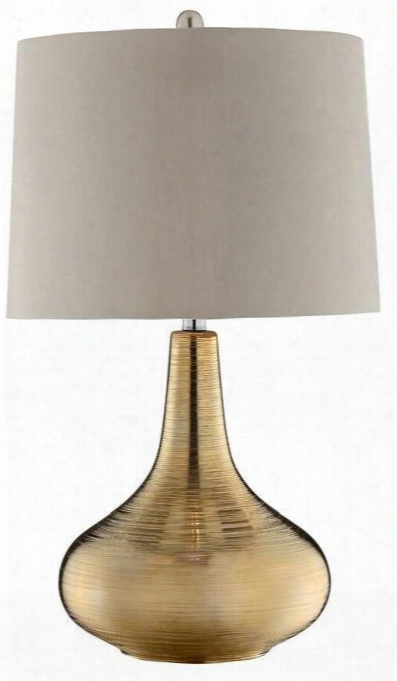 Mizar 99689 29" Tall Table Lamp With Metallic Ceramic Base Round Hardback Shade And 3-way Switch In