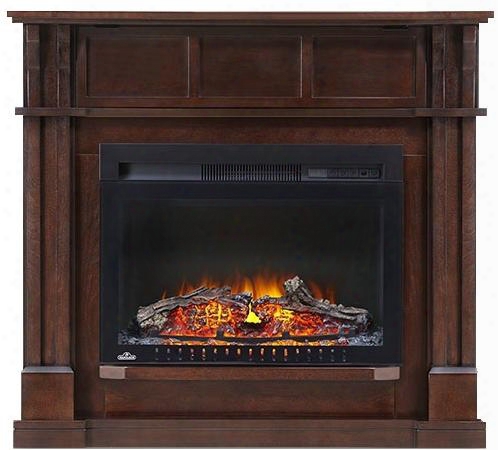 Nefp24-0115e Bailey 24" Mantel Package Complete With Pedestal Base Fiirebox Ledge Hidden Compartment And The Cinema 24" Electric Fireplace In Espresso Walnut