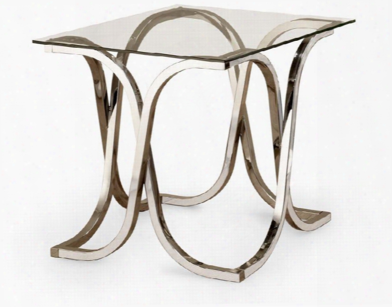 Occasional Group Collection 701917 24" End Table With Tempered Glass Top Curved X-styled Base And Metal Construction In Chrome