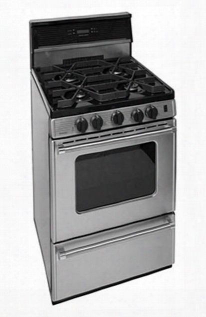 P24s3402ps 24" Pro Series Gas Range With 4 Sealed Top Burners Separate Broiler Compartment And 17 000 Btu Oven Burner In Stainless