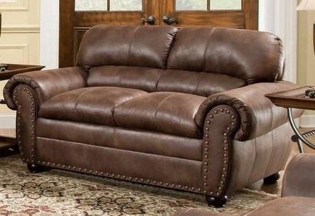 Padre 7510-02 70" Loveseat With Split Back Cushion Rolled Arms Nail Head Accents And Bun Feet In