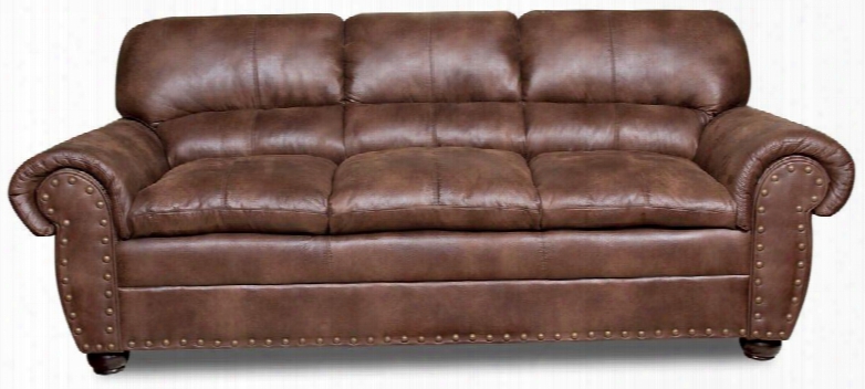 Padre 7510-03 93" Sofa With Split Back Cushion Nail Head Accents Rolled Arms And Bun Feet In