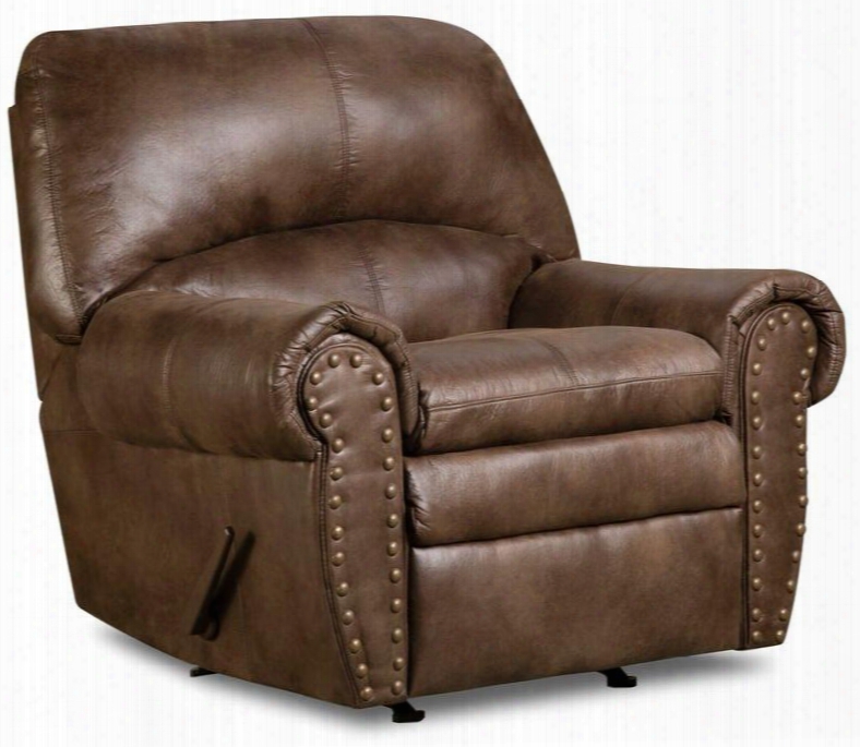 Padre 7510-19 42" Rocker Recliner With Split Back Cushion Nail Head Accents Rolled Arms And Tapered Legs In