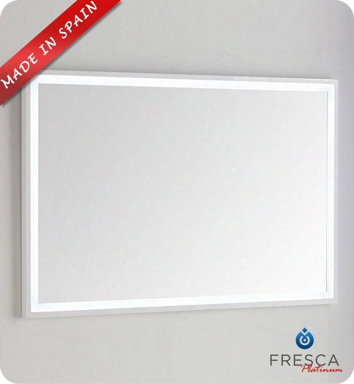 Platinum Due Fpmr7848wh 48" Bathroom Mirror With High Grade Mdf Frame And Led Lighting With Ul Certified Transformer In Glossy