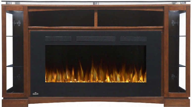 Prestige Series Nefp42-1715bw 60&qu Ot; Shelton Mantel Package With Allure Phantom 42&qyot; Fireplace Included 10mm  Smoked Top Glass Glass Doors With Motion Sensor Led