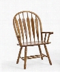 Classic Oak CO-CH-247SHA-CNT-SU 40" Dining Room Detailed Arrow Arm Chair with Turned Legs And Stretchers in Chestnut