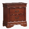 Louis Philippe 200432R 25.25" 2-Drawer Nightstand with Antique Brass Metal Handles Dovetailed Drawers and Kenlin Drawer Glides in Cherry