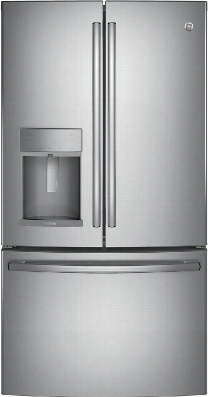 Pye22kskss 36" Energy Star Qualified Counter-depth French-door Refrigerator With 22.2 Cu. Ft. Capacity Full-width Temperature-controlled Drawer Hands-free