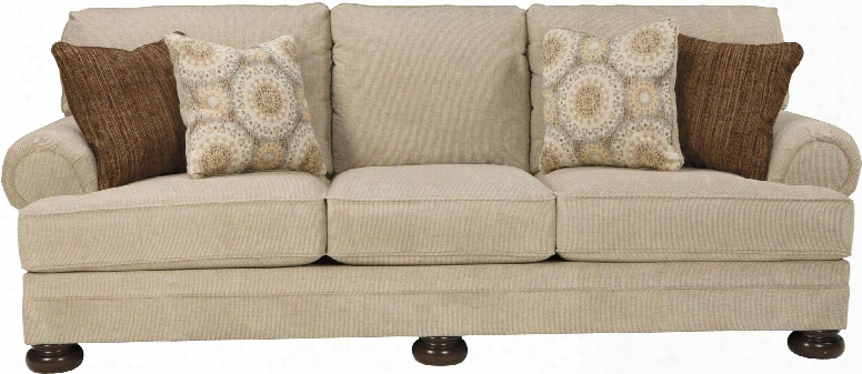 Quarry Hill 3870138 103" Stationary Fabric Sofa With Pillows Included Plush Loose Seat Cushions And Set-back Rolled Arms In Quartz