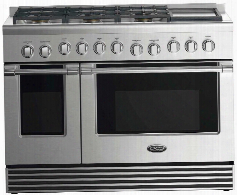 Rdv2486gdn 48" Dual Fuel Range With 6 Sealed Dual Flow Burners Griddle 4.8 Cu. Ft. Main Oven Capacity 2 Cu. Ft. Secondary Oven Capacity 5 Shelf Positions