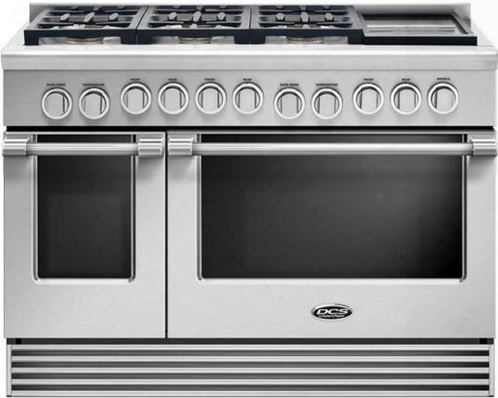 Rgv2486gdl 48" Liquid Propane Gas Range With 5.3 Cu. Ft. Primary Oven Capacity 6 Sealed Dual Flow Burners Griddle Convection Bake Function And Flat Vent